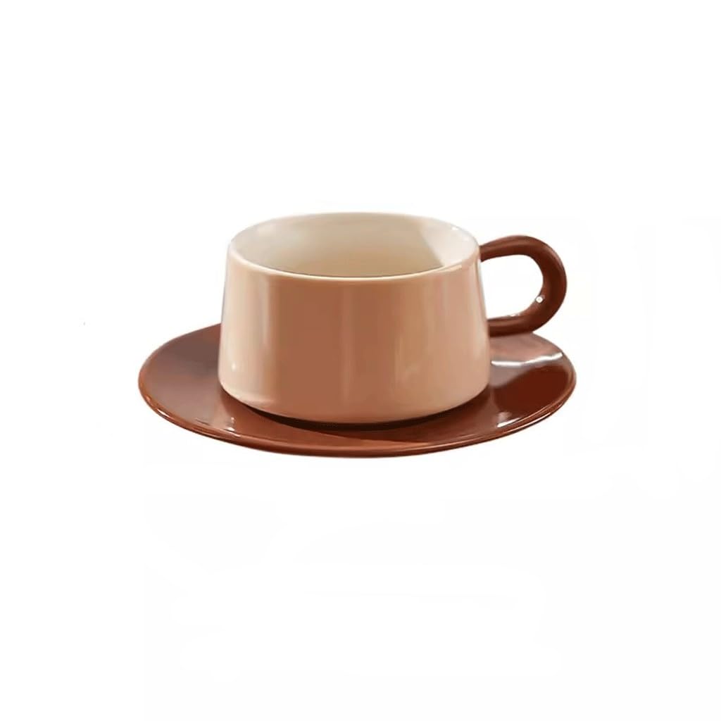 MAWERDCXG Breakfast Latte Coffee Cup Coffee Cup and Saucer Set Home Ceramic Retro Afternoon Tea Breakfast Oatmeal Hot Drink