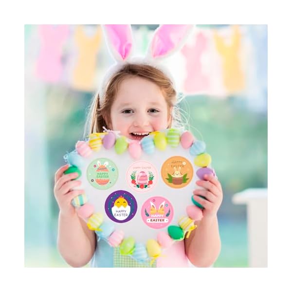 500pcs happy easter stickers for kids 15 inch bunny egg stickers for kids gift party favor supplies 8 patterns easter eggs theme  urban country home decor