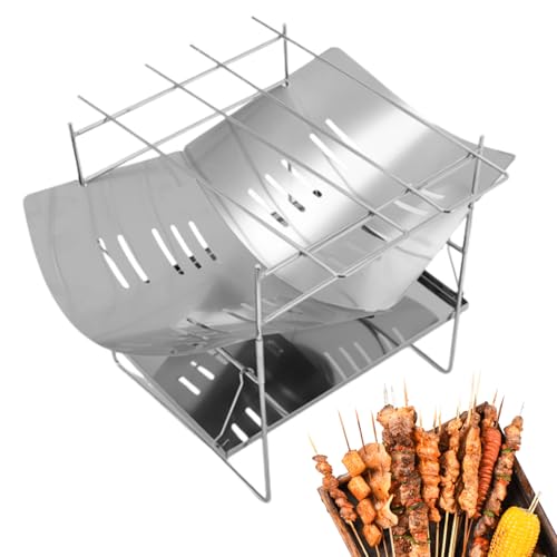 Para tienda de campaña, acero inoxidable para calentar y cocinar, parrilla plegable ligera para senderismo, trekking, picnics familiares y cocina al aire libre