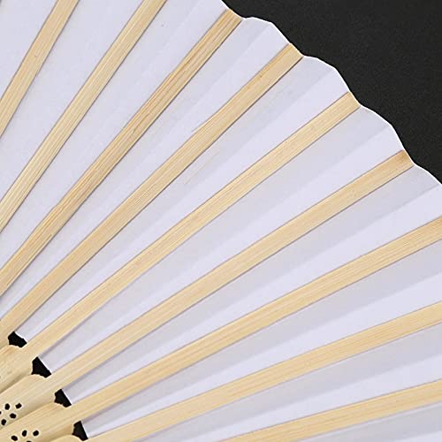 50pcs/Lot Bianco Pieghevole Elegante Fan Paper Fan Fare Favors Mariage Dance Hand Fan 21cm (Bianco) (Color : White, Size : 8 Inches)