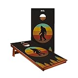 Skip's Garage Retro Sasquatch 2x4 Cornhole Boards | Includes (2) Corn Hole Boards (NO Bags) & (1) Case & (2) Hole Lights