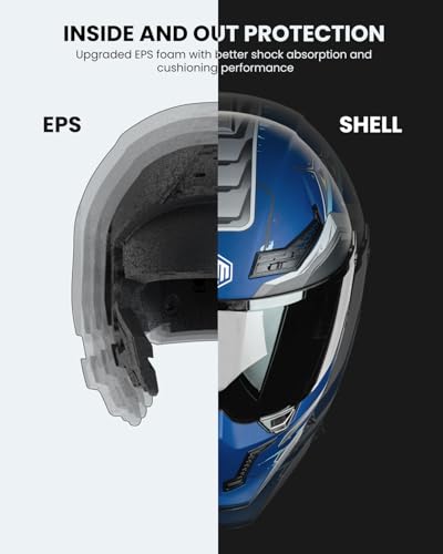 Image of ILM Motorcycle Helmets for Adult Men Women Full Face DOT ECE Powersports Dual Visor Street Racing Helmet with Pinlock Cascos para Motos Model MF509 (Cyborg Blue, XL)