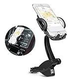 Car Phone Mount, 3-in-1 Cigarette Lighter Car Mount 360°Rotatable Universal Cell Phone Holder with Dual USB Ports Car Charger Compatible Phone X 8 8 Plus 7 7 Plus 6 Galaxy S9 S9+ Note 9 8 S8 S8+ More