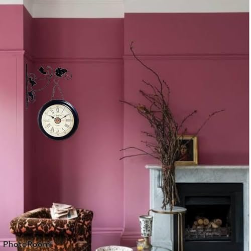 Image of Double-Sided Wall Clock | Trending Design | Classic Hanging Bracket Clock for Home & Cafe Decor (8 inch White Dial)