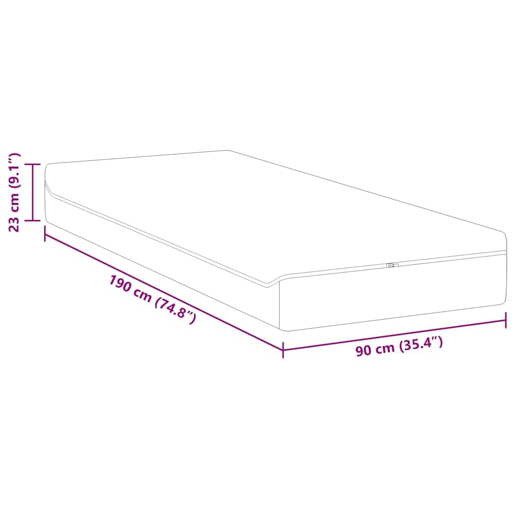 Materasso 90x190 cm Bianco e Grigio in Tessuto Jacquard con Molle Insacchettate Gel Memory Foam 7 Zone Fondo Antiscivolo Singolo Interno
