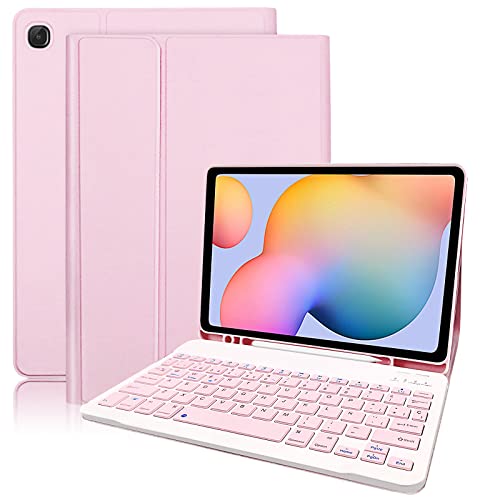 Zabatoco Funda con Teclado Español Ñ para Galaxy S6 Lite, Funda de Cuero con Teclado Bluetooth...