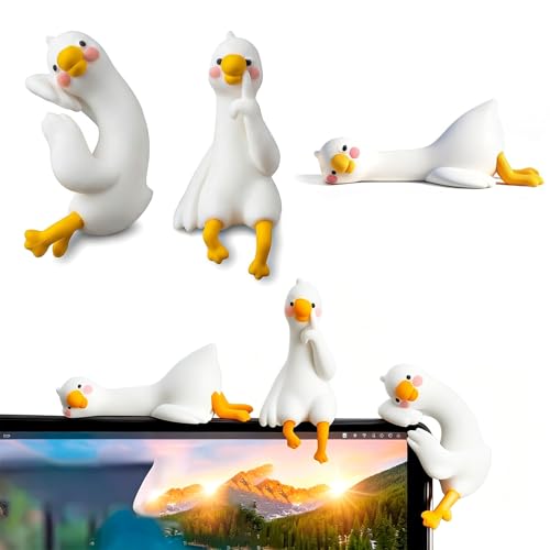 PAJH 3Pcs Duck Mini Desk Accessories Funny Computer Monitor Decor Lazy Duck Computer Decoration Goose Decor for Car Dashboard, Office Desk, Photo Frame