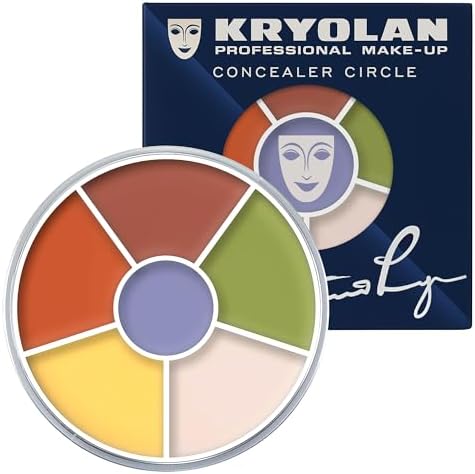 Kryolan Concealer Circle - Full Coverage 6-Color Cream Concealer Palette - Color Corrector For Dark Circles - Hides Redness, Blemishes & Spots - Professional Cream Makeup for All Skin Types