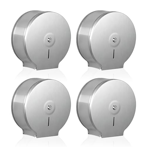Jumbo Toilet Roll Dispenser 9 Inch Roll with 2.5 Core Stainless Steel Towel Dispenser Lockable, Commercial Jumbo Toilet Paper Dispenser, Wall Mount Single Roll Toilet Paper Holder with Key Lock