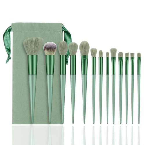 ieron Set di 13 pennelli da trucco professionali per fondotinta, pennelli sintetici di alta qualità, con borsa in peluche, per fondotinta, cipria, fard, ombretto, lucidalabbra