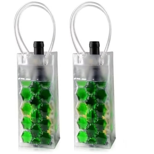Paquete de 2 bolsas enfriadoras de vino con bolsas de hielo de gel, bolsas reutilizables para congelador para vino rojo, blanco, champán y vino espumoso, enfriador portátil para fiestas, picnics