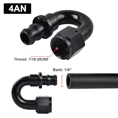 Image of EVIL ENERGY 4AN 180 Degree Push Lock Hose Fitting End Black
