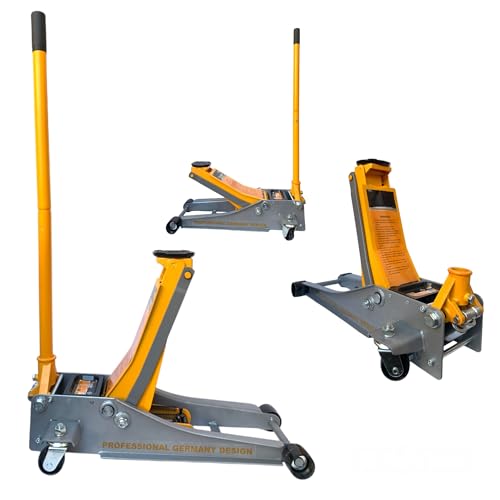 Crick Sollevatore Auto Martinetto Idraulico 5 Tonnellate Cric 5 Ton Professionale per Auto Assetto Basso Ribassato e ruote bidirezionali a cuscinetto per veicoli, auto alzata doppio pistone