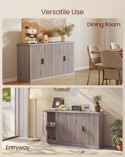 Image of VASAGLE Contemporary Buffet Cabinet with Adjustable Shelves, Fluted Doors