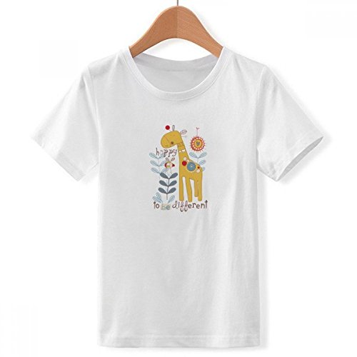 T-Shirt Blanc Imprimé Girafe Jaune Multicolore Garçon en XL