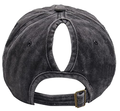 Image of Skeleton Hand Hat, Skull Finger Baseball Cap Adjustable Washed Distressed Denim for Men Women