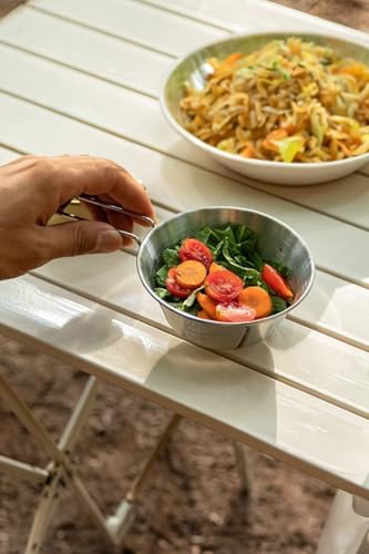 275 ml Ölçekli Çelik Kamp ve Piknik Kasesi, Katlanır Kulp, mt102