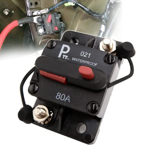 Disyuntor 80A 12–48V DC impermeable IP67, desconectador de batería con reinicio manual y pernos 1/4', para coche, camper/RV, barco, camión, ATV y sistema solar-Parts PTT
