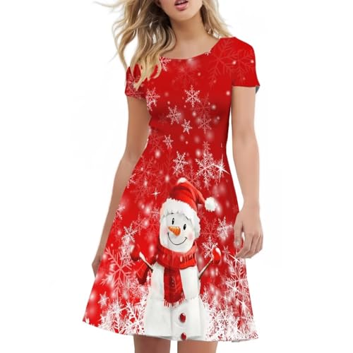 Image of Biyejit Women's Summer Casual Short Sleeve T-Shirt Swing Dress Crew Neck Plus Size S-4XL