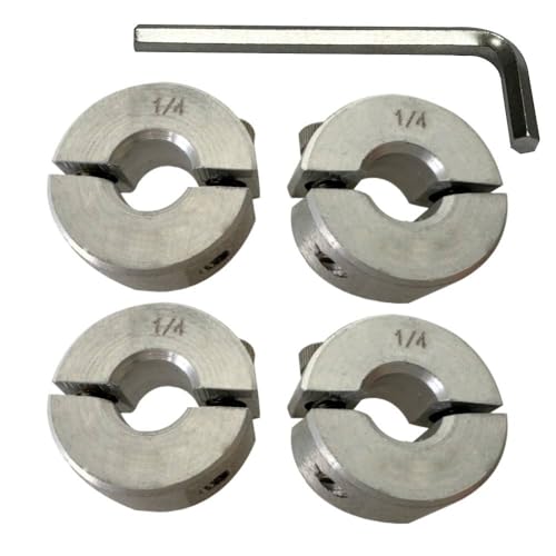 Bore 1/4'' Double Split Shaft Collar Two-Piece Clamping Collar Aluminum Alloy Set Screw Suitable for Machinery and Industrial (4, 1/4)