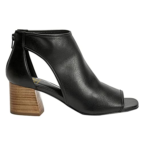 Lehoor Women Chunky High Heel Booties Suede Open Toe Side Cut-Out Ankle Boots Back Zipper Matte 2” Block Stacked Heel Summer Office Dress Heeled Ankle Sandal Booties Vintage Matte Black Size 9 #TOP2