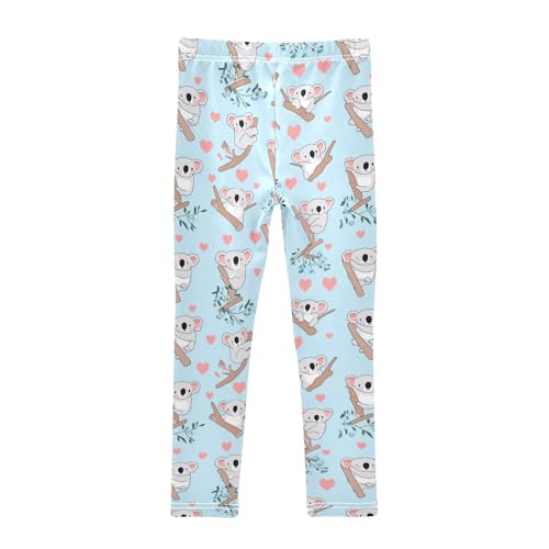 Cute Koala Bears Girls' Leggings Toddler Doodles Heart Kids Yoga Pants Dance Active Tights 4T2
