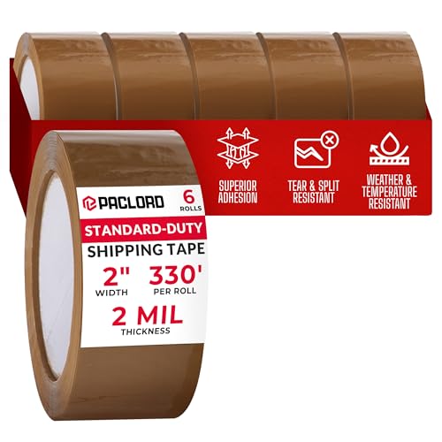 2" x 110 Yards Tan Packing Tape, 2.0 Mil Thick, Pack of 6 Rolls