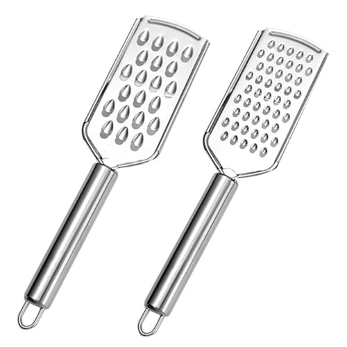 ASIRYVA 2PCS Hand Grater, Cheese Grater Handheld with Handle Stainless Steel Blade for Cheese, Chocolate, Ginger, Coconut, and More