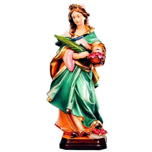 Sainte Dorotea sculptée figurine de crèche en bois naturel Val Gardena 30cm