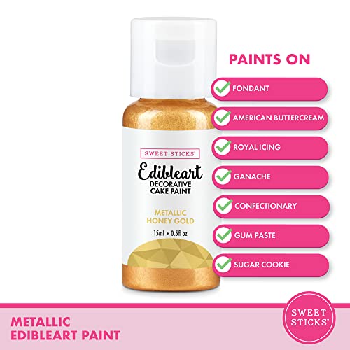 Image of Sweet Sticks Edible Art Decorative Cake Paint 0.5 Ounce (15 Milliliters), Metallic Honey Gold
