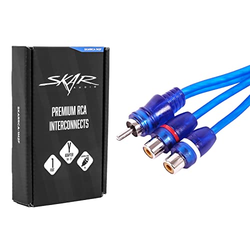 Image of Skar Audio 1-Male to 2-Female RCA Y-Adapter (12-inches) Interconnect Cable - SKARRCA-1M2F