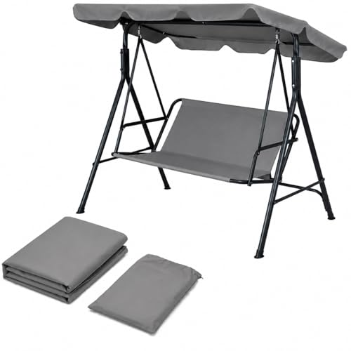 Swing Seat Cover Replacement Fabric 900D Heavy Duty Oxford Porch Swing Cover for 2/3 Seater Waterproof & Non-fading Outdoor Garden Swing Chair Seat (Grey 54.3x19.7x19.7in)