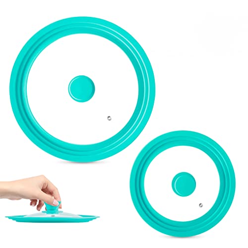 Modern Innovations Tapas universales (juego de 2) para utensilios de cocina de 7 a 12 pulgadas, tapa de silicona de repuesto, cubiertas superiores de vidrio para sartenes, ollas, sartenes, hierro
