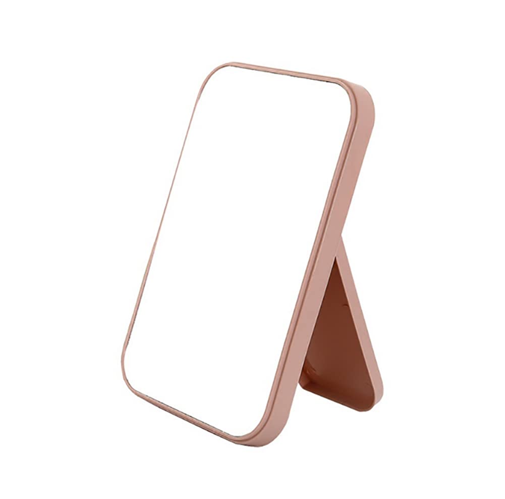 1PCS Desk Mirror Student Dressing Bedroom Foldable HD Portable Princess Square Beauty Small Travel Suitable for Gifts Women (Light Pink)