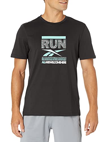 Image of Reebok Men's Standard Workout Ready Tee, Black/Run Graphic, XX-Large