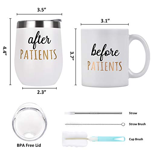 Lifecapido Before Patients, After Patients Perfect Nurse Day Appreciation Gifts Idea For Nurses, Doctors, Hygienists, Assistants, Dentists, 11 Oz Coffee Mug And 12 Oz Stainless Steel Wine Tumbler Set #TOP6