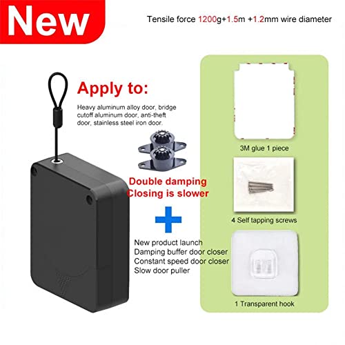 2 Pack Punch-Free Automatic Sensor Door Closer,1200G Pull Multifunctional Automatic Door Closer, Commercial Door Closer,Punch Free Door Closer Built In Buffer,For Family Doors, Wardrobe,Window #TOP1