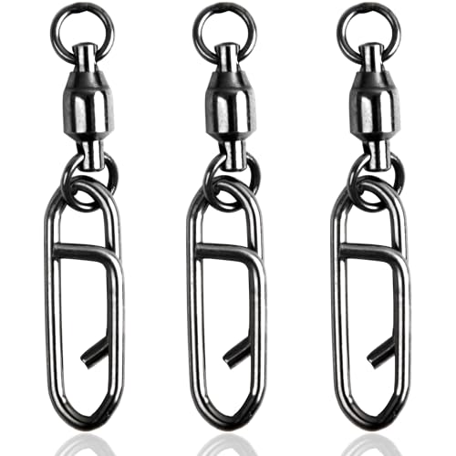 VATEICO 20 Pack Fishing Power Clips Ball Bearing Swivels Fishing Clip Quick Change Snap Swivel Ball Bearing Swivels Freshwater Saltwater Crankbait Popper Lure Connector Tackle
