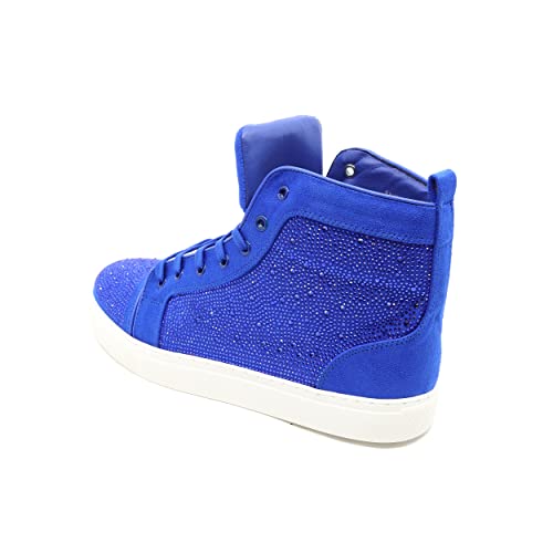 Men's High Top Crystal Shimmer Rhinestone Flat Fashion Casual Sneakers Shoes SNK-073