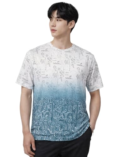 Image of London Hills Men's Cotton Printed Ombre Gradient T-Shirt | Loose Fit Casual Wear | Short Sleeve Crew Neck | Soft Breathable Fabric for Daily & Streetwear Use