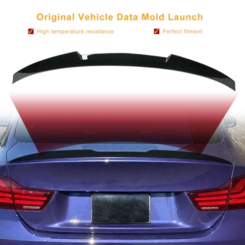 KHK F32 Rear Spoiler, Gloss Black Rear Trunk Spoiler Wings, ABS Material M4 Style Rear Spoiler Wing Lid Fits for 2013-2020 BMW 4-Series F32 Coupe — view 2
