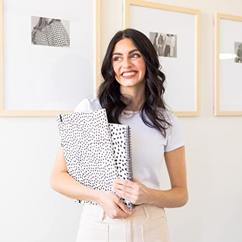 Steel Mill & Co Cute Large Spiral Notebook College Ruled, 11" X 9.5" With Durable Hardcover And 160 Lined Pages, Black Dots #TOP4