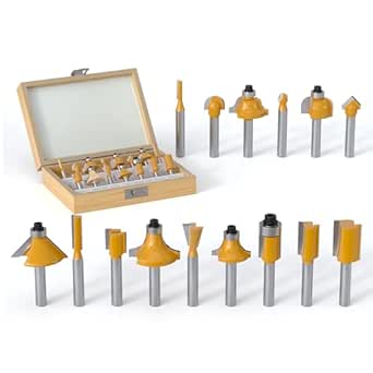 15PCS Router Bits Set 1/4 Inch Shank - Tungsten Carbide Woodwork Tools with Wood Case for Beginners, Doors, Cabinets, Shelves DIY Projects