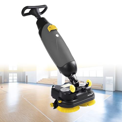 Mini Fregadora de Suelos Automática, Fregadora Comercial, Pulidora de Suelos, Fregadora Sin Cable, Doble Depósito de Agua, Capacidad de Limpieza de 13000 pies²/h Grey