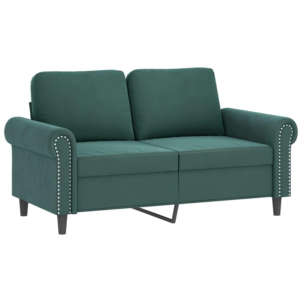 Juego de sofá de 3 piezas, terciopelo verde oscuro, 152/172 cm, sofás de 2 plazas con reposapiés, muebles robustos de salón, cómodo sofá para el hogar