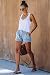 HVEPUO Damen Mittlerer Aufstieg Denim Kurze Hose Lässige gebrochene Kante Used Look Blue Quaste Jeans Shorts Kurze Blau gewaschen L