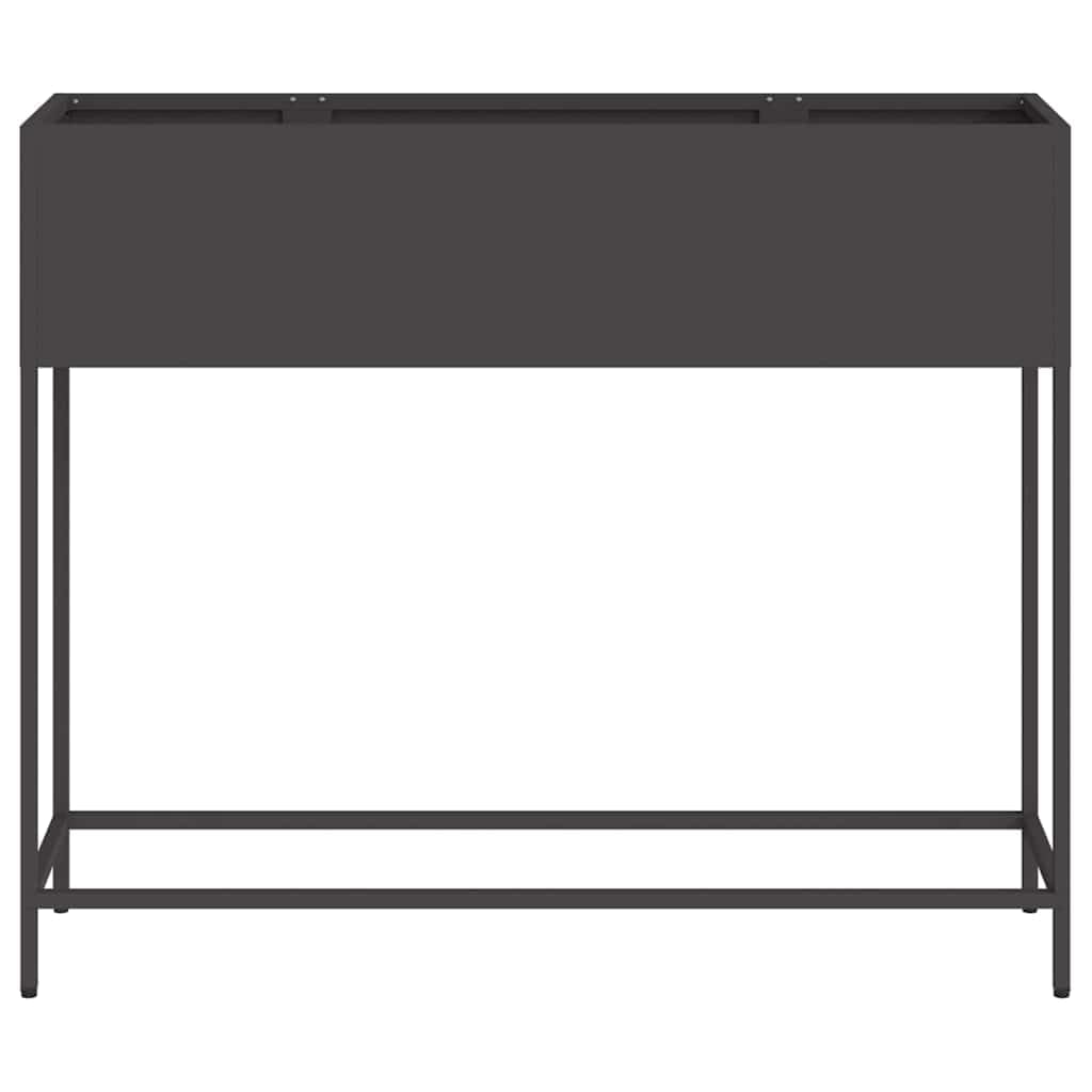 Podwyższona grządka ogrodowa, czarna, ze stali, 100 x 26 x 82 cm, na balkon, taras i na zewnątrz, donica na kwiaty, zioła, warzywa, dekoracja, prostokątna, o gładkiej powierzchni