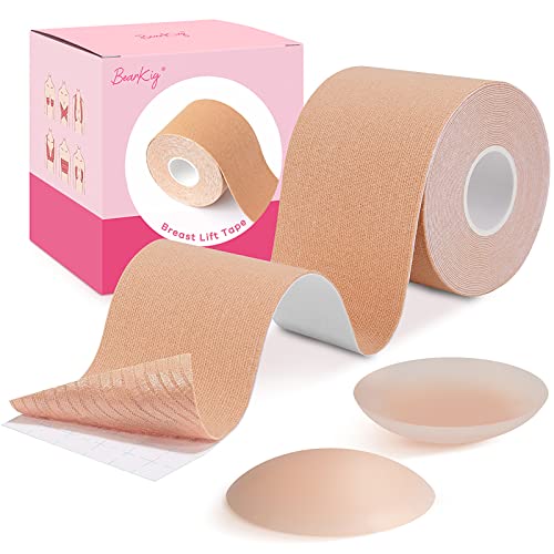 Boob Tape, Boobytape For Breast Lift, Bob Tape For Large Breast, Breathable Push Up Tape, Waterproof & Sweatproof Body Tape, Used Along With 1-Pair Reusable Silicone #TOP19