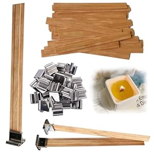 Double-Layered Wood Wicks for Candles Making, 30 Sets Wooden Wicks with Base, Wooden Candle Wick