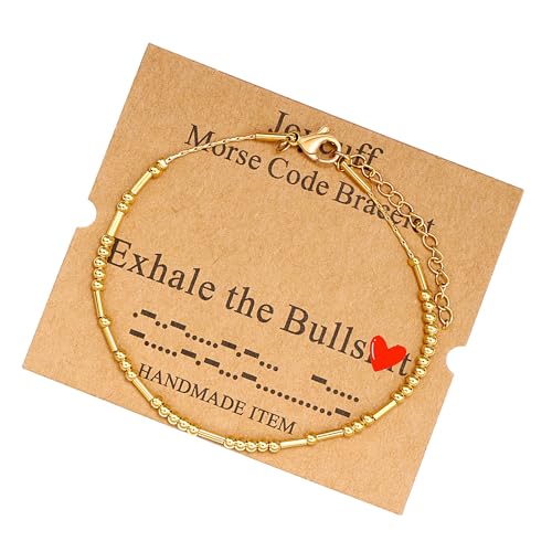 Image of JoycuFF Inspirational Morse Code Bracelets for Women Silver Beads Jewelry Encouragement Mantra Gifts for Her